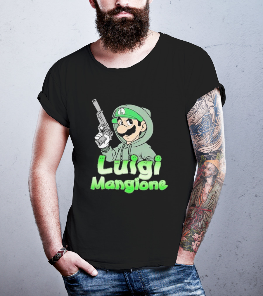 Luigi Mangione Hoodie Gun Character Mashup T-Shirt