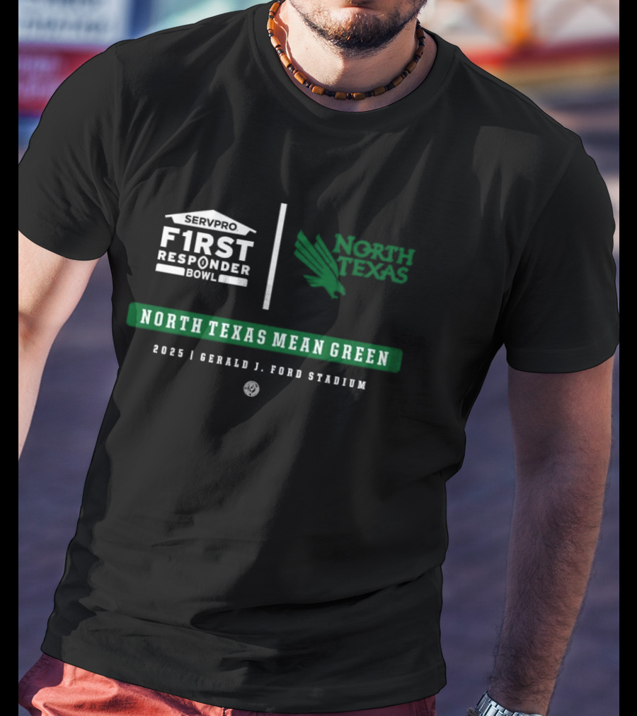 North Texas Mean Green Servpro First Responder Bowl 2025 Gerald J Ford Stadium Event T-Shirt