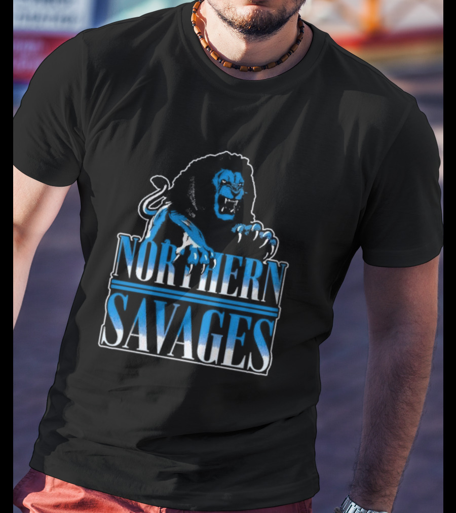 NORTHERN SAVAGES Roaring Blue Lion Emblem T-Shirt