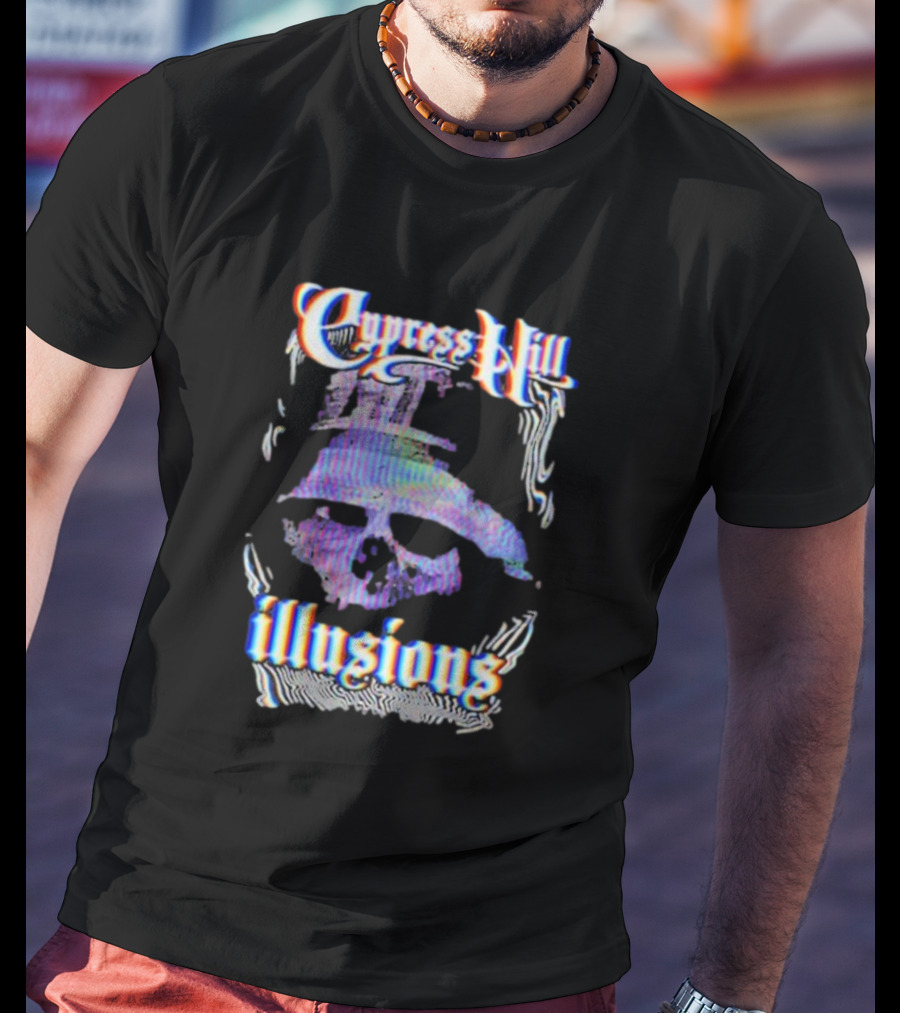 Cypress Hill Illusions Skull Trippy Glitch Effect T-Shirt