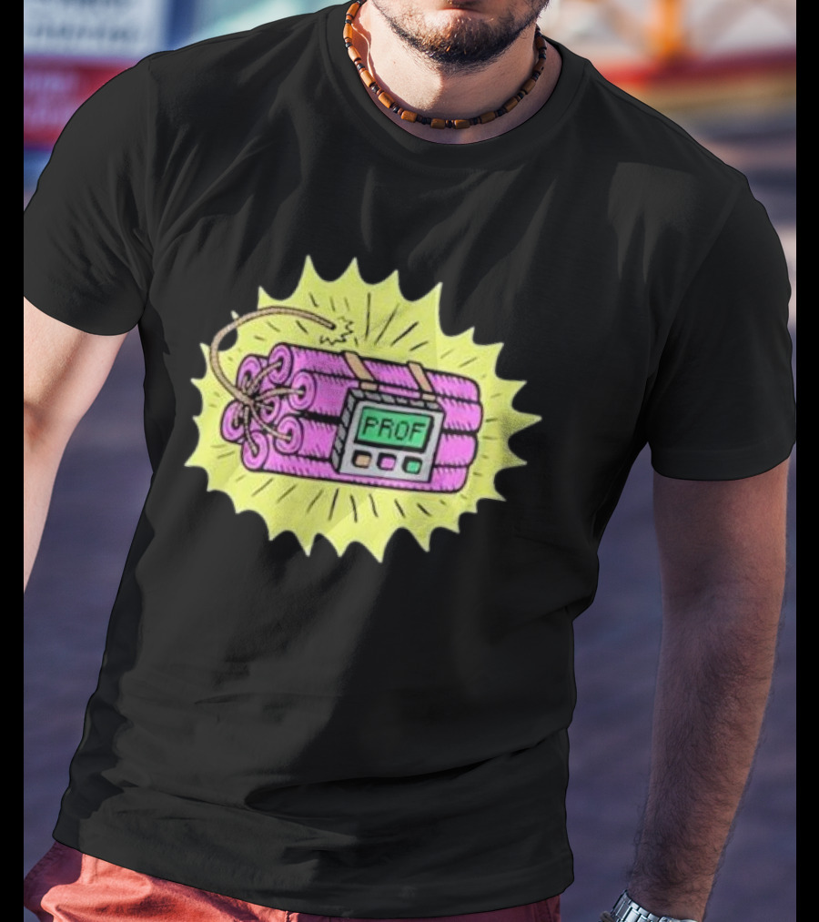 Prof Dynamite Cartoon Bomb Graphic T-Shirt