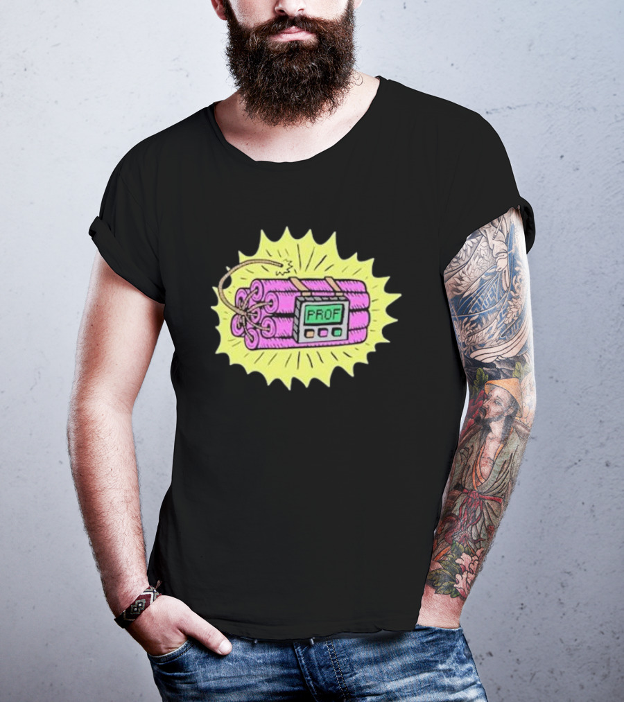 Prof Dynamite Cartoon Bomb Graphic T-Shirt