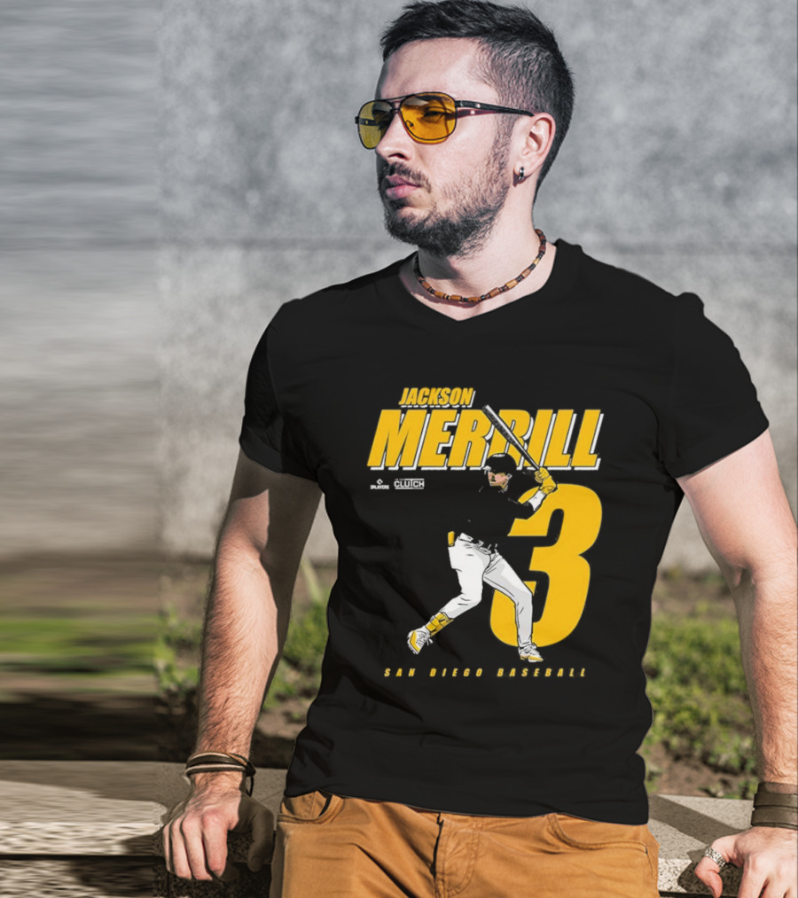 Jackson Merrill 3 San Diego Baseball Clutch Players T-Shirt
