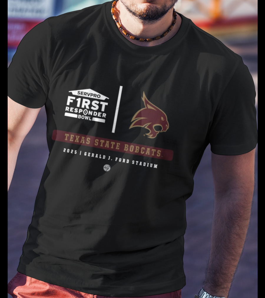Servpro First Responder Bowl 2025 Texas State Bobcats Gerald J Ford Stadium T-Shirt