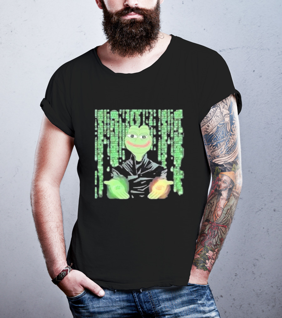 Pepe Matrix Code With Green Red Pill Aesthetic T-Shirt