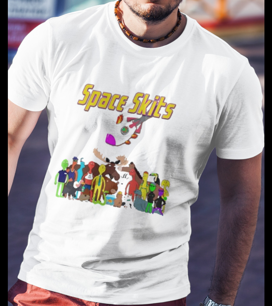Space Skits Cartoon Characters And Whimsical Alien Crew T-Shirt