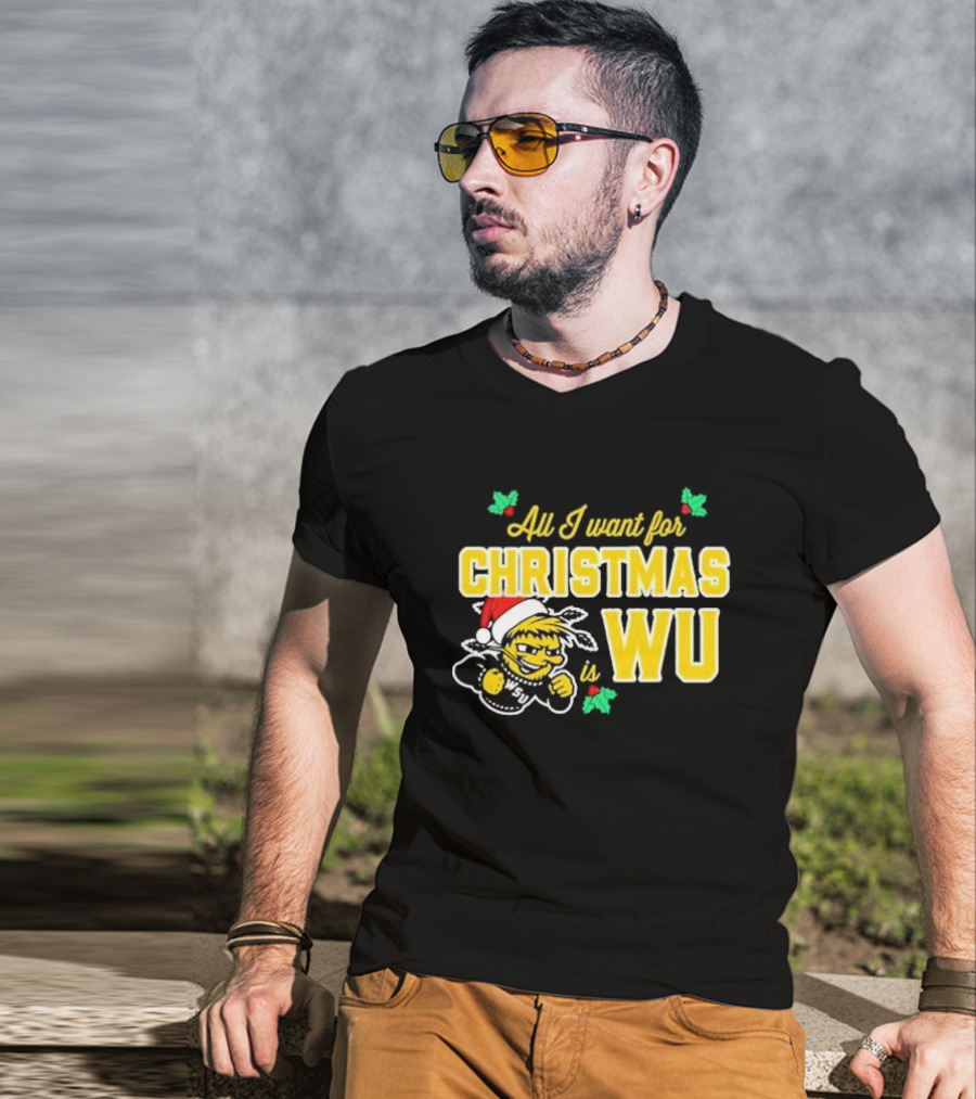All I Want For Christmas Is Wu Santa Shocker Character WSU Holiday T-Shirt