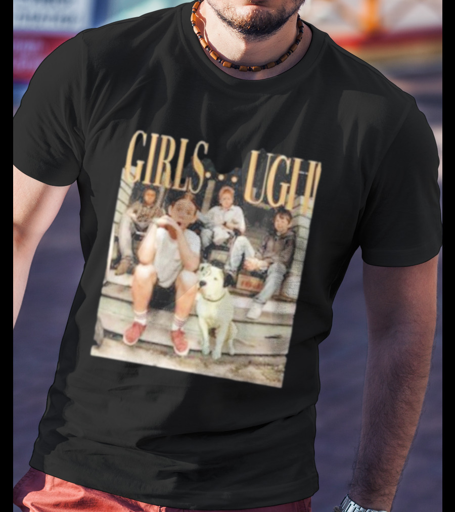 GIRLS UGH Thug Life Valentine Boys Sitting With Dog T-Shirt