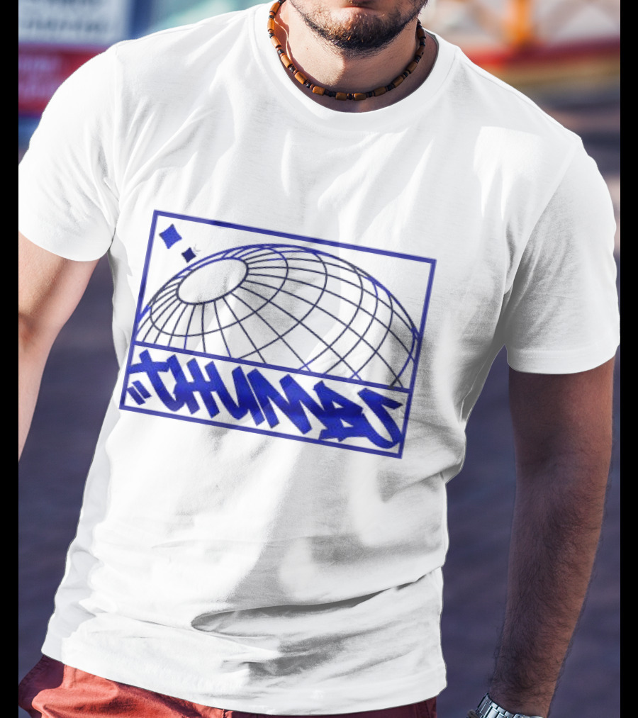 Thumbs Global Tag Graffiti Style Blue Globe T-Shirt