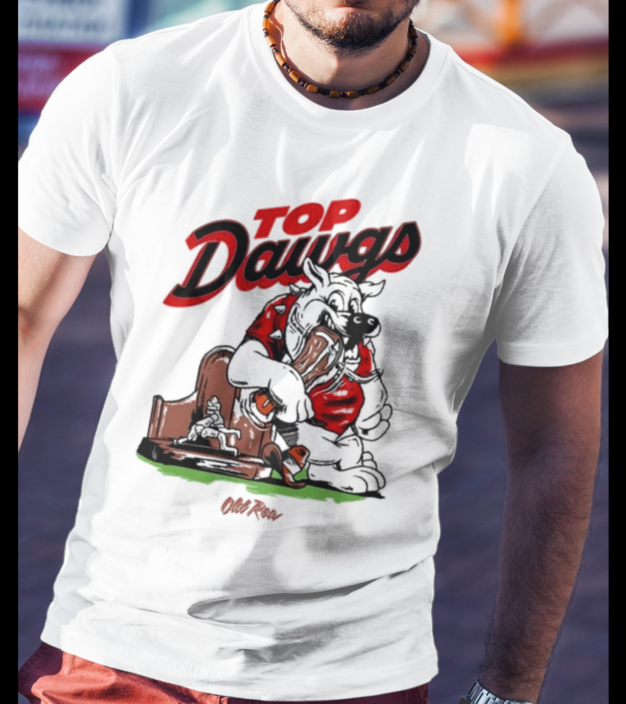 Top Dawgs Old Row Bulldog Eating Trophy Image T-Shirt