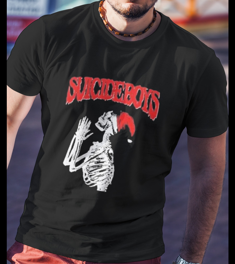 SUICIDEBOYS Skeleton Santa Hat T-Shirt
