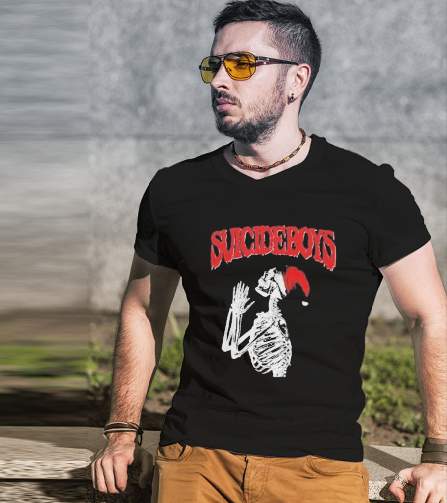 SUICIDEBOYS Skeleton Santa Hat T-Shirt