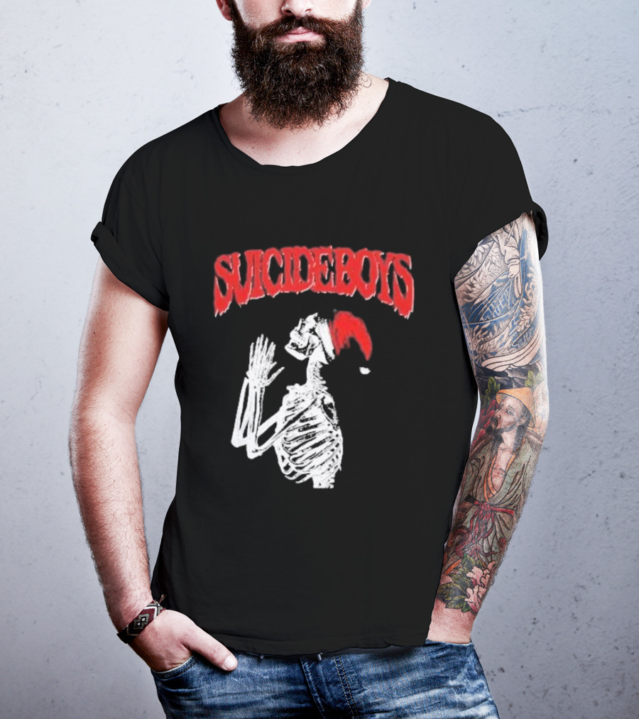 SUICIDEBOYS Skeleton Santa Hat T-Shirt