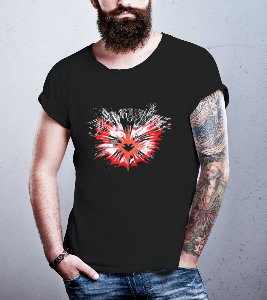 Valkyrae Heart Wings With Red And Black Radiant Burst T-Shirt