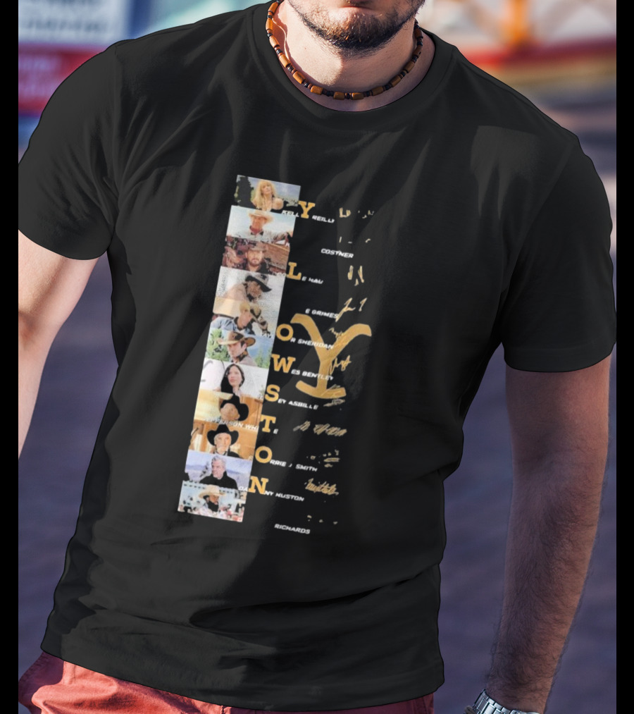 Yellowstone Cast Vertical Collage With Names And Signature Elements T-Shirt