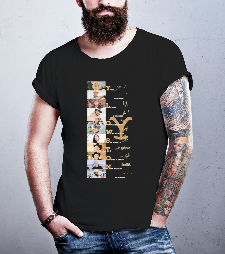 Yellowstone Cast Vertical Collage With Names And Signature Elements T-Shirt
