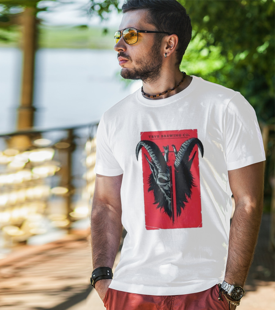 Trve Brewing Co. Krampus Red And Black Goat Skull T-Shirt