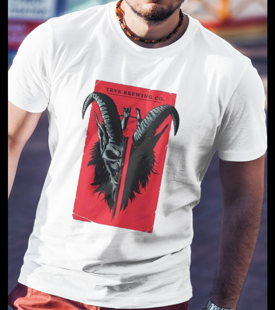 Trve Brewing Co. Krampus Red And Black Goat Skull T-Shirt