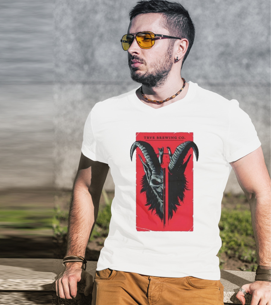 Trve Brewing Co. Krampus Red And Black Goat Skull T-Shirt