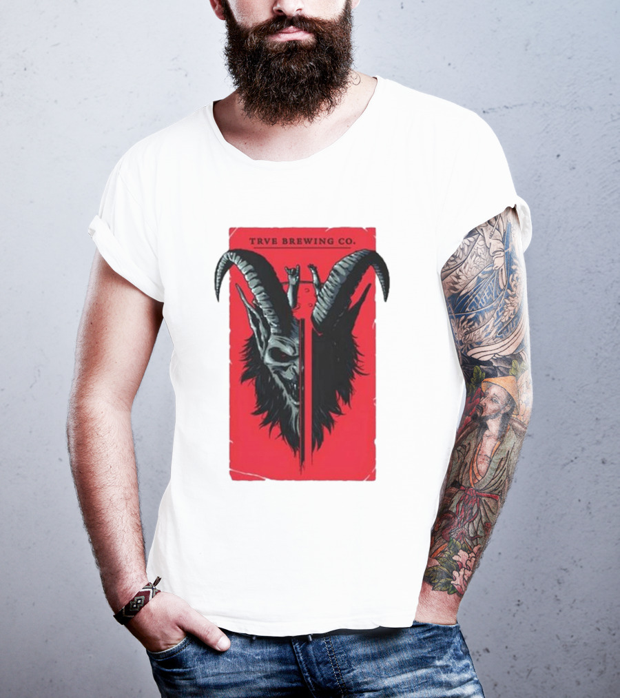 Trve Brewing Co. Krampus Red And Black Goat Skull T-Shirt
