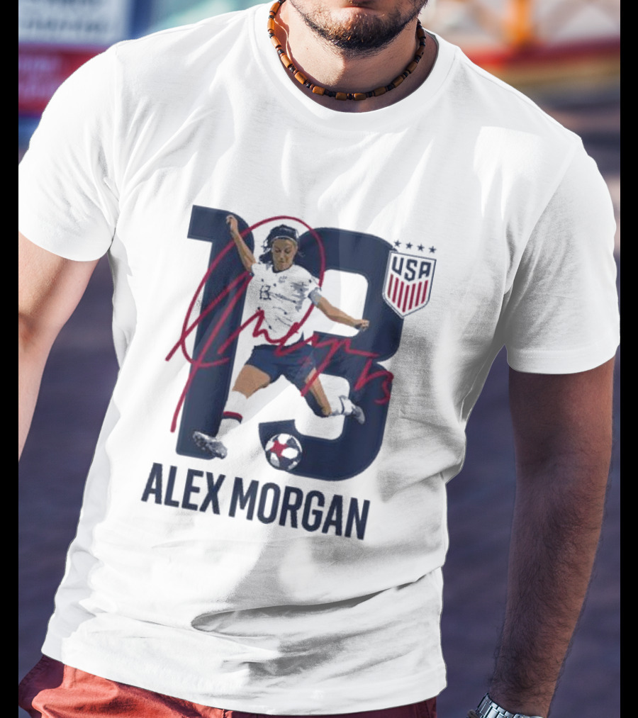USA Alex Morgan 13 Signature Soccer Player With USA T-Shirt