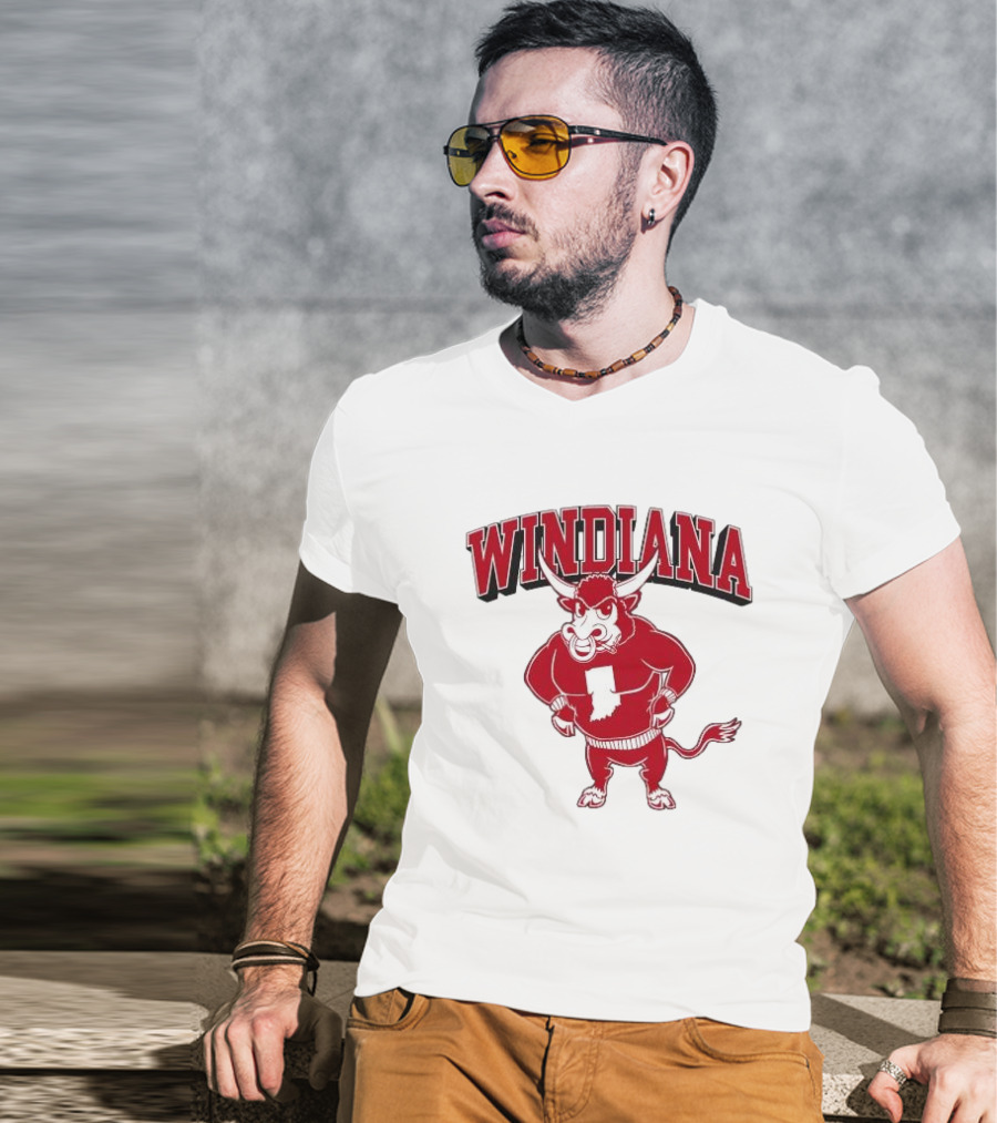 Windiana Red Bull Indiana State Outline T-Shirt