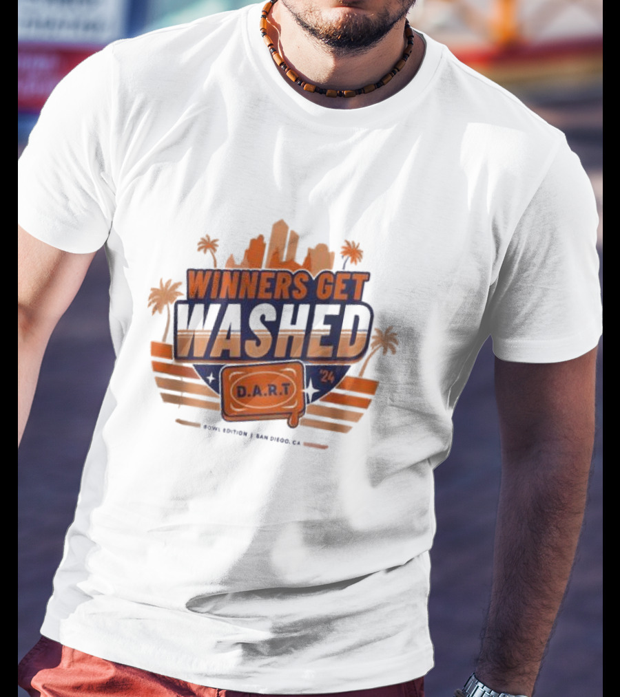 Winners Get Washed DART 24 Bowl Edition San Diego CA Skyline And Palm Trees T-Shirt