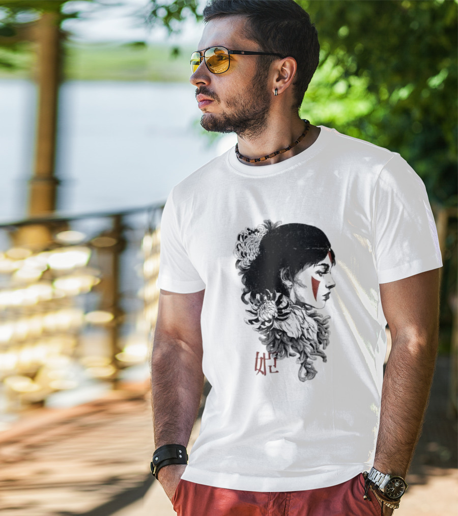Wolf Girl Rafael Baptista Chrysanthemum Profile Asian Characters T-Shirt