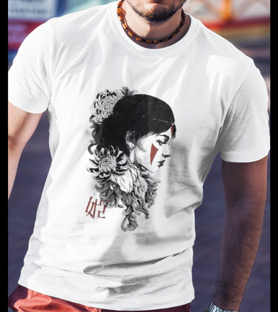 Wolf Girl Rafael Baptista Chrysanthemum Profile Asian Characters T-Shirt