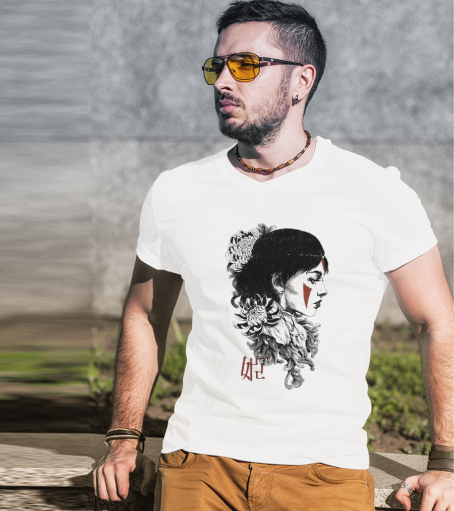 Wolf Girl Rafael Baptista Chrysanthemum Profile Asian Characters T-Shirt