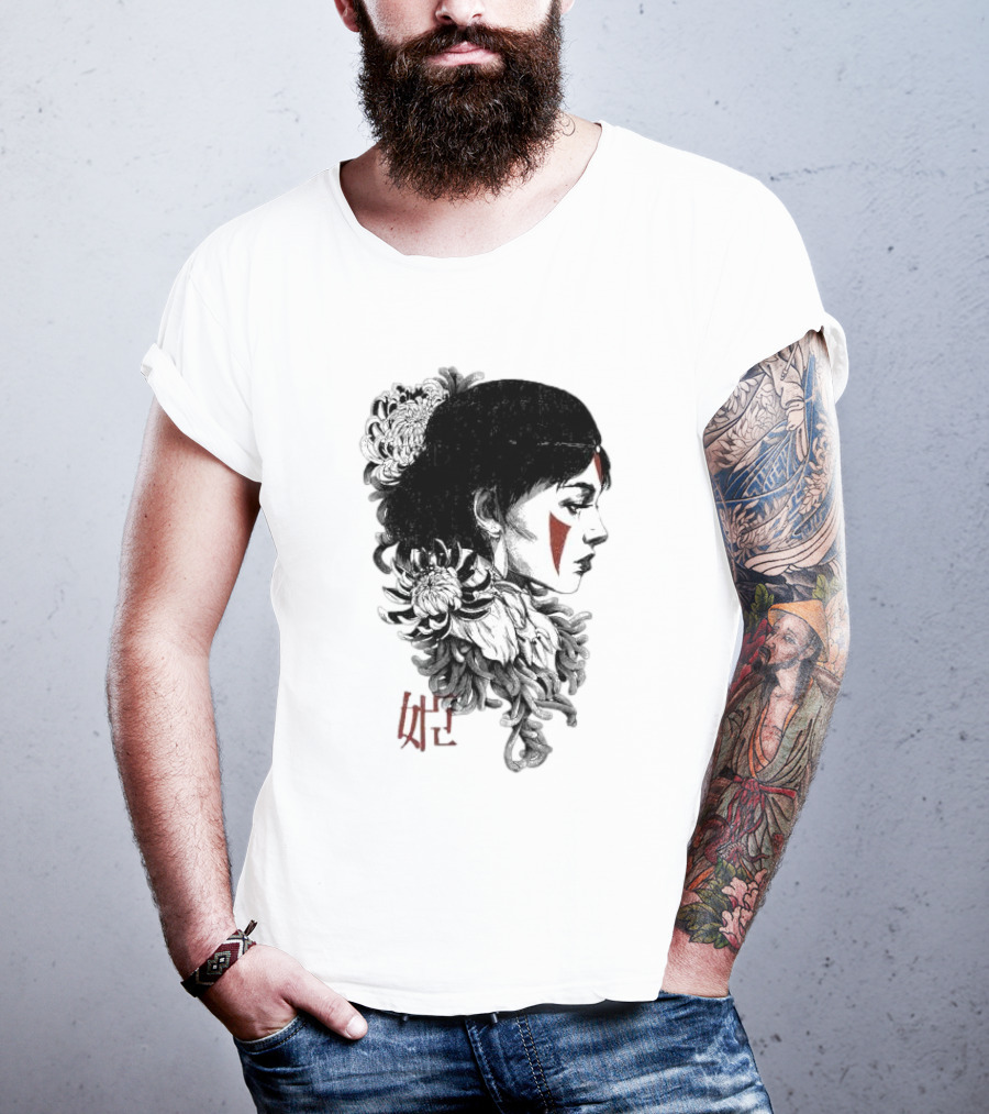 Wolf Girl Rafael Baptista Chrysanthemum Profile Asian Characters T-Shirt