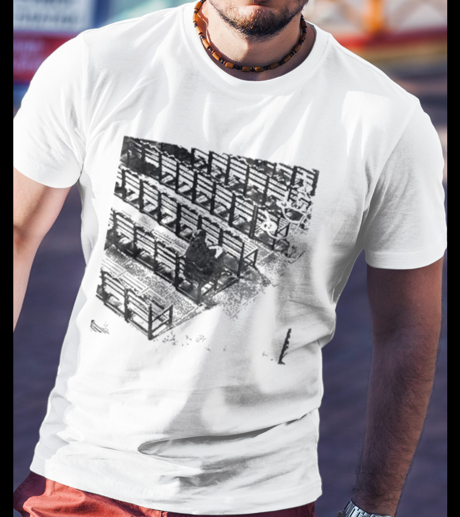 Zarathustra Denisa-St Bernadette Church Pew Monochrome T-Shirt