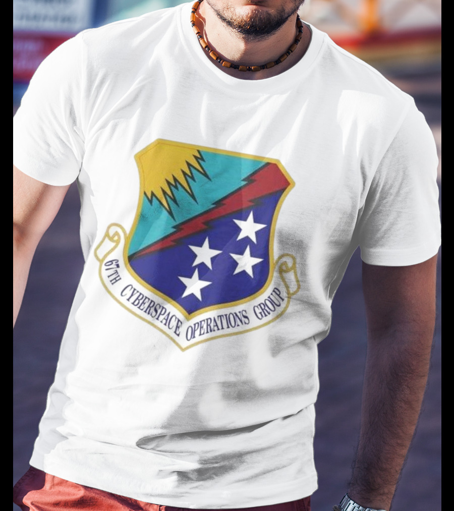67th Cyberspace Operations Group Emblem With Stars And Lightning Bolt T-Shirt