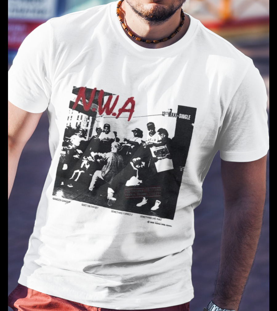 N.W.A 1988 Gangsta Gangsta Maxi-Single 12 Inch Quiet On Tha Set Compton Rap Music T-Shirt
