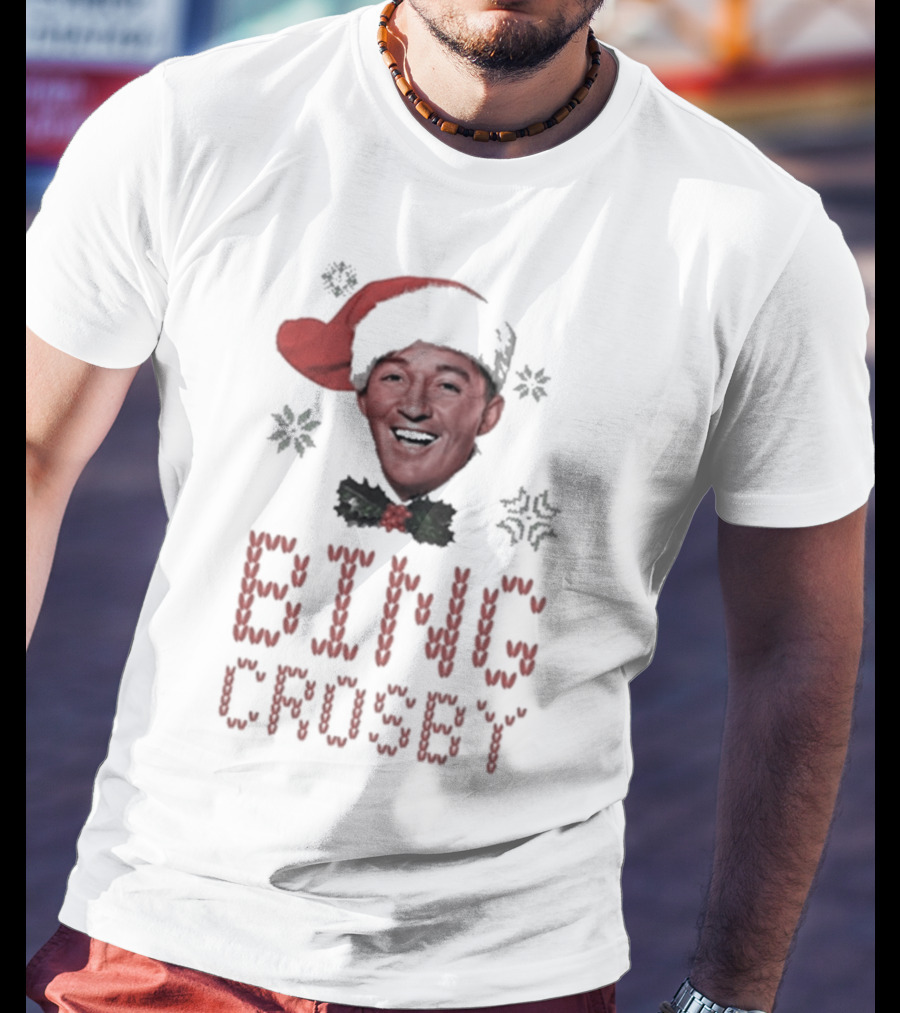 Bing Crosby Jolly Christmas Santa Hat Smiling Face T-Shirt