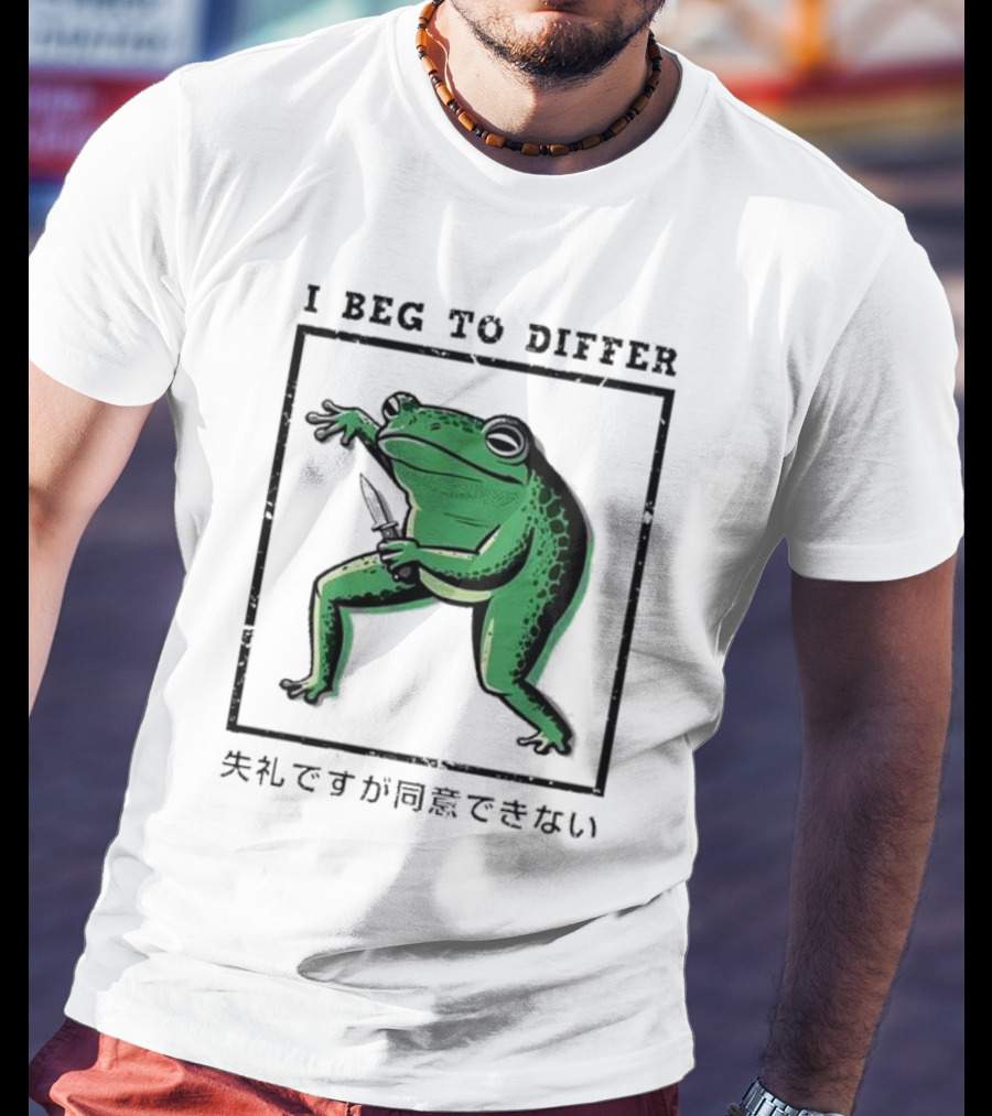 I Beg To Differ Frog Japanese Frog With Knife T-Shirt