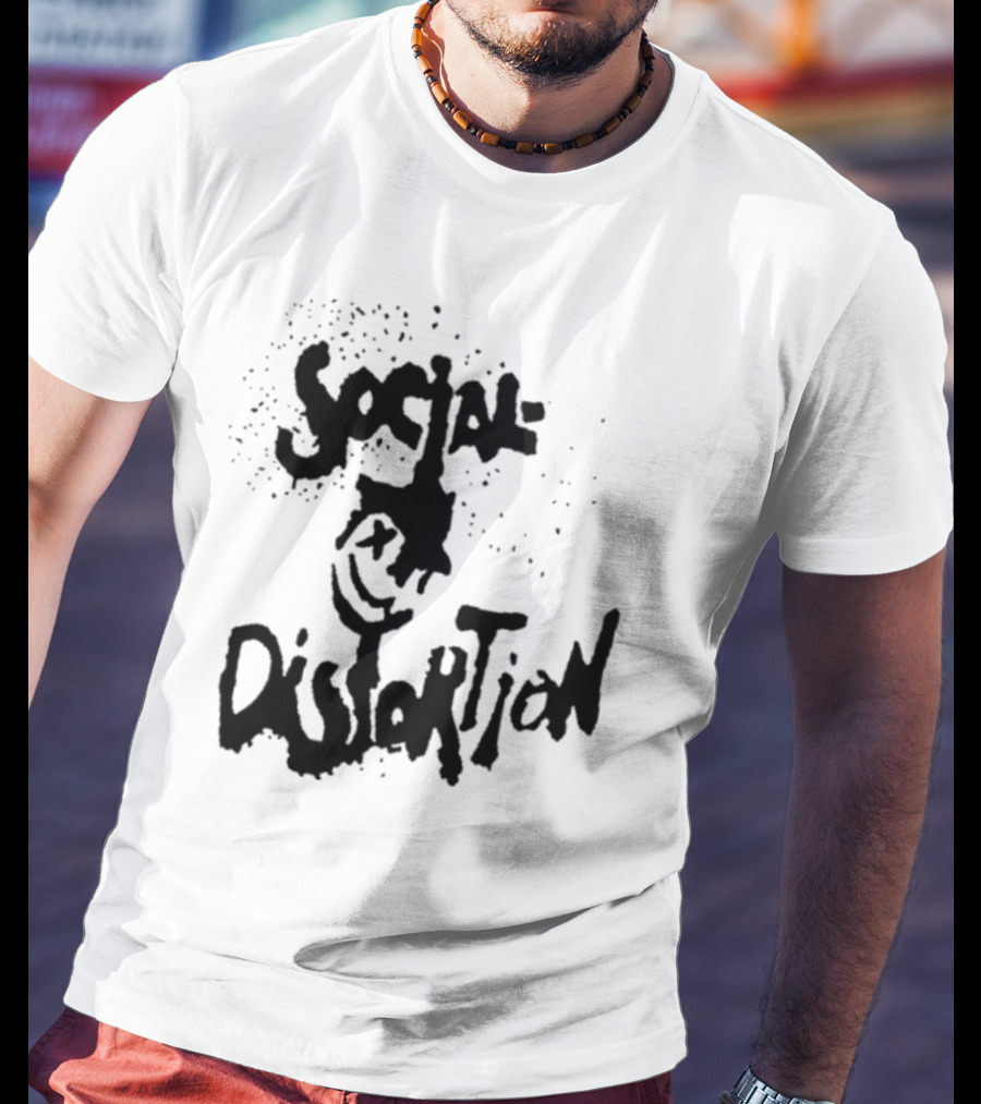 Social Distortion Smiley Logo Black Splatter T-Shirt