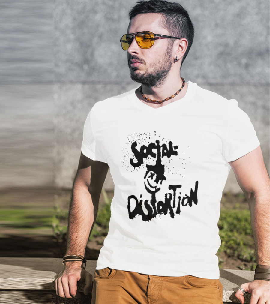 Social Distortion Smiley Logo Black Splatter T-Shirt