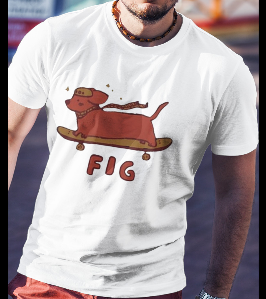 FIG Woof Skateboarding Dog With Hat And Scarf T-Shirt