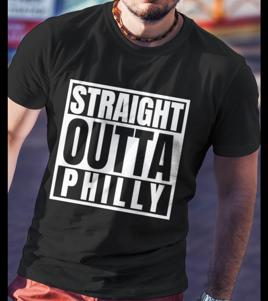 Straight Outta Philly Black White Bold Text Box T-Shirt