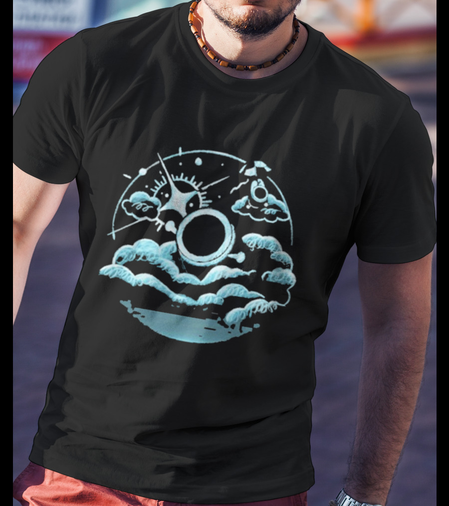 The Yetee Enveloped In Celestial Clouds With Cosmic Umbrella And Starburst T-Shirt