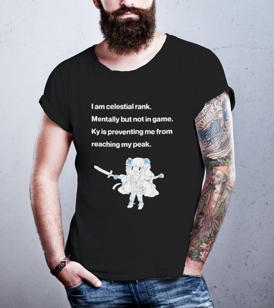 I Am Celestial Rank Mentally Not In Game Ky Is Preventing Me From Reaching My Peak Warrior Character T-Shirt