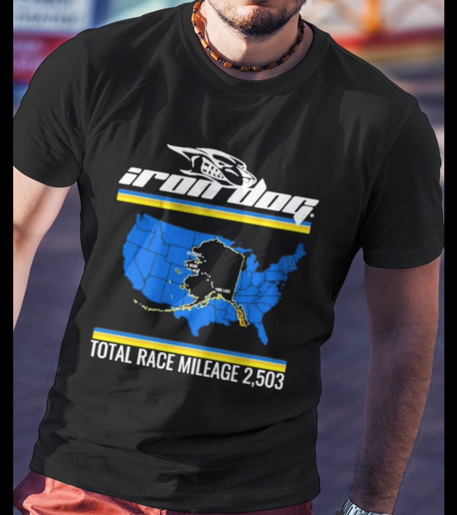 Iron Dog Total Race Mileage 2,503 How Tough Are You With Alaska Map T-Shirt