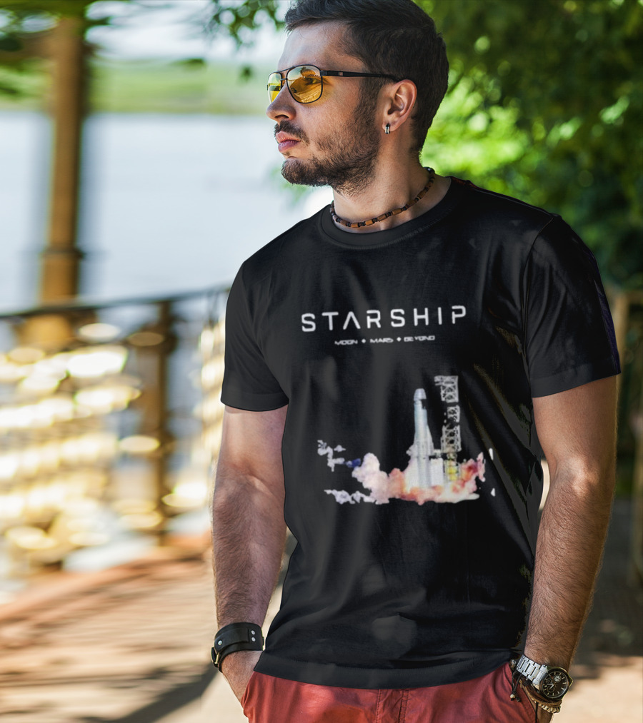 Starship Moon Mars Beyond 2025 Launch Rocket Vision T-Shirt