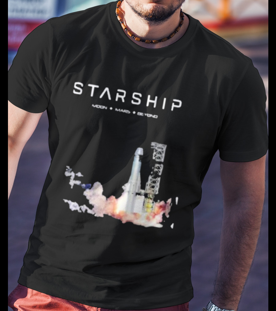Starship Moon Mars Beyond 2025 Launch Rocket Vision T-Shirt