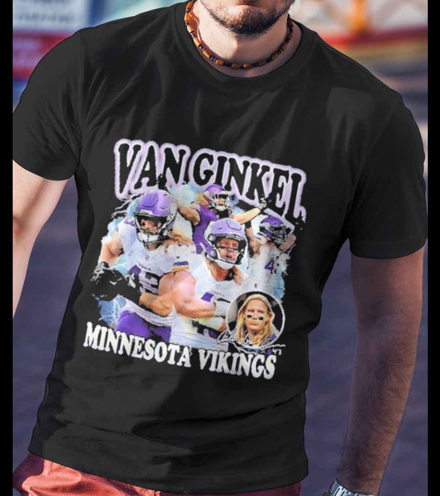 Van Ginkel Minnesota Vikings Football Action Montage T-Shirt