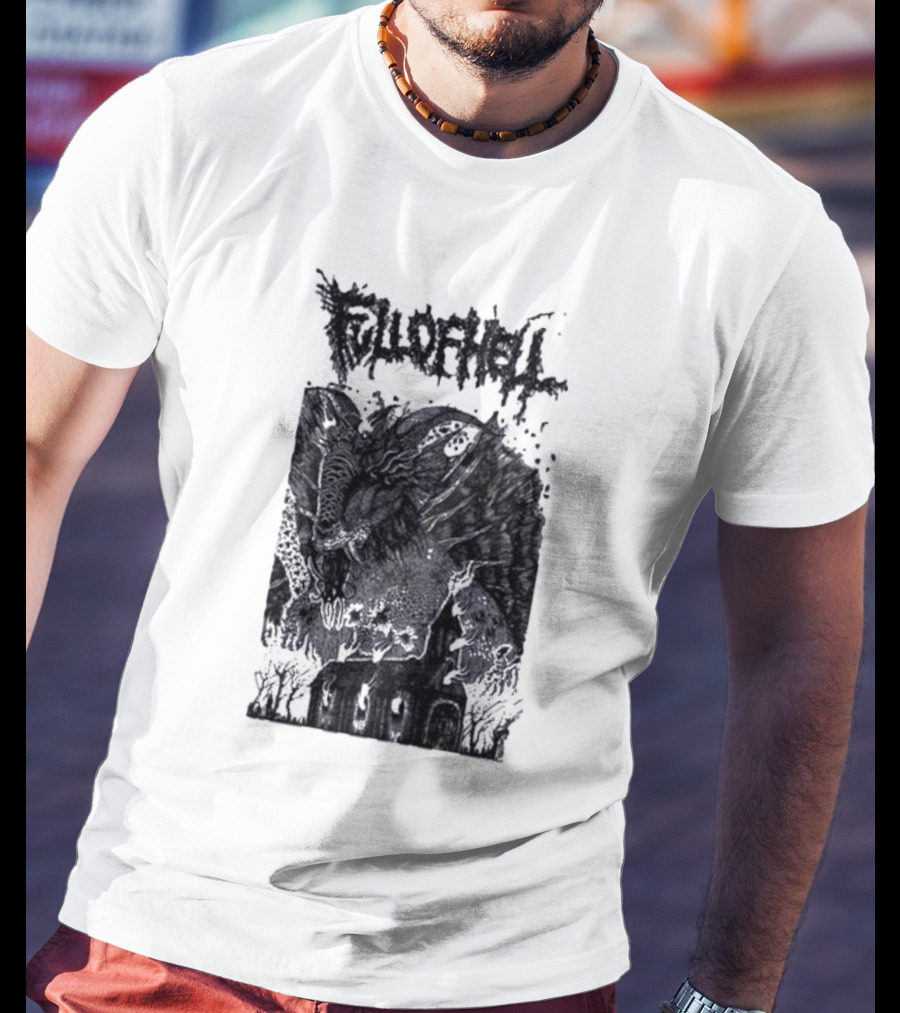 Full Of Hell Demon Goat Over Church Scene T-Shirt