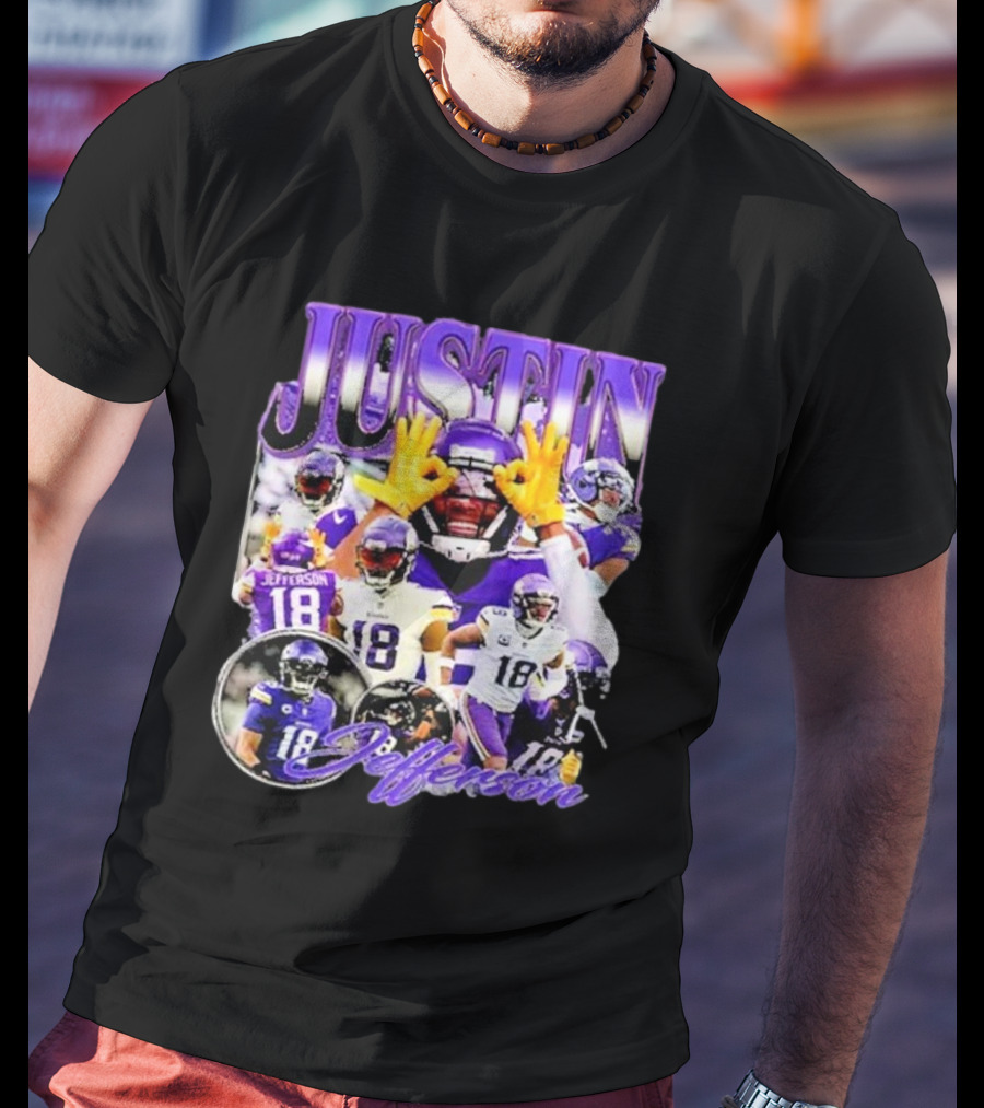 Justin Jefferson Wide Receiver 18 Minnesota Vikings Football Player T-Shirt