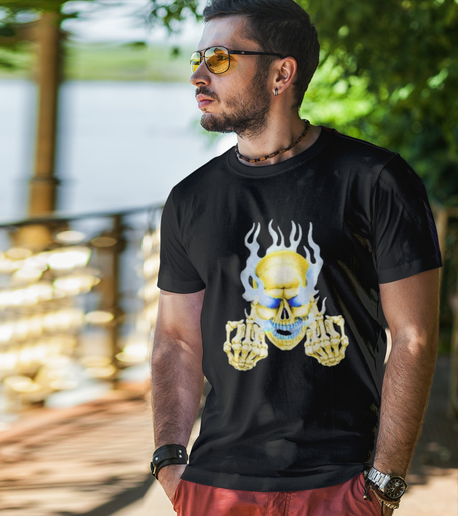 Skull Babbitt Revived Flaming Skeletal Embrace T-Shirt