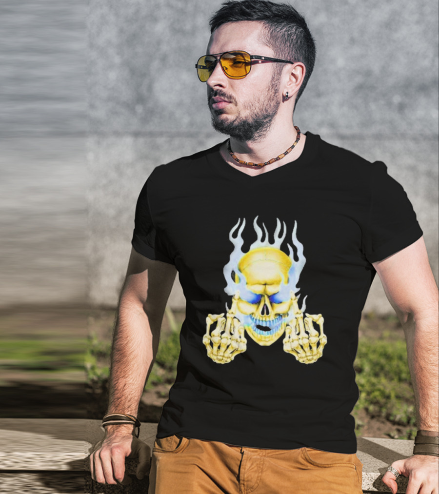 Skull Babbitt Revived Flaming Skeletal Embrace T-Shirt